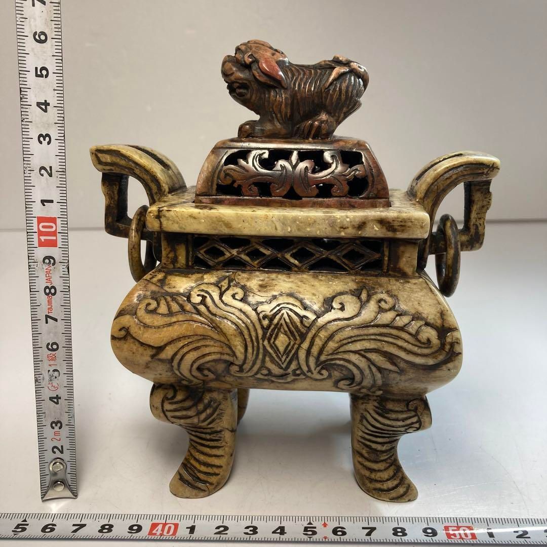 中国古玩 砡製獅子香炉 1507g 高さ15.5㎝ 東Y6-0313 タカオ KANDAIZUMI_COM