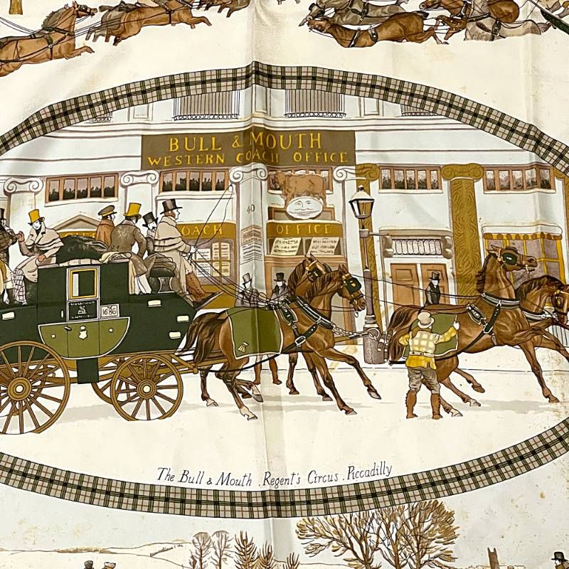 HERMES エルメス スカーフ カレ90 L'HIVER EN POSTE 郵便馬車