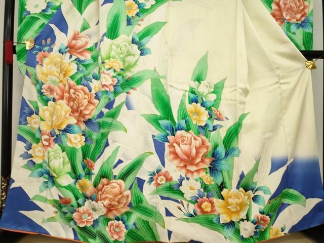 平和屋着物■訪問着　地紙御所解花文　暈し染め　金彩　逸品　未使用　BAAI2918hj 平和屋着物□訪問着 地紙花文 暈し染め 金彩 正絹 逸品