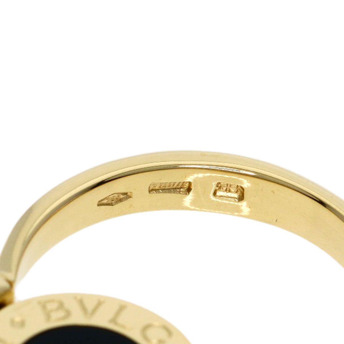 BVLGARI ブルガリ BB フリップ オニキス サンゴ リング・指輪 K18YG  