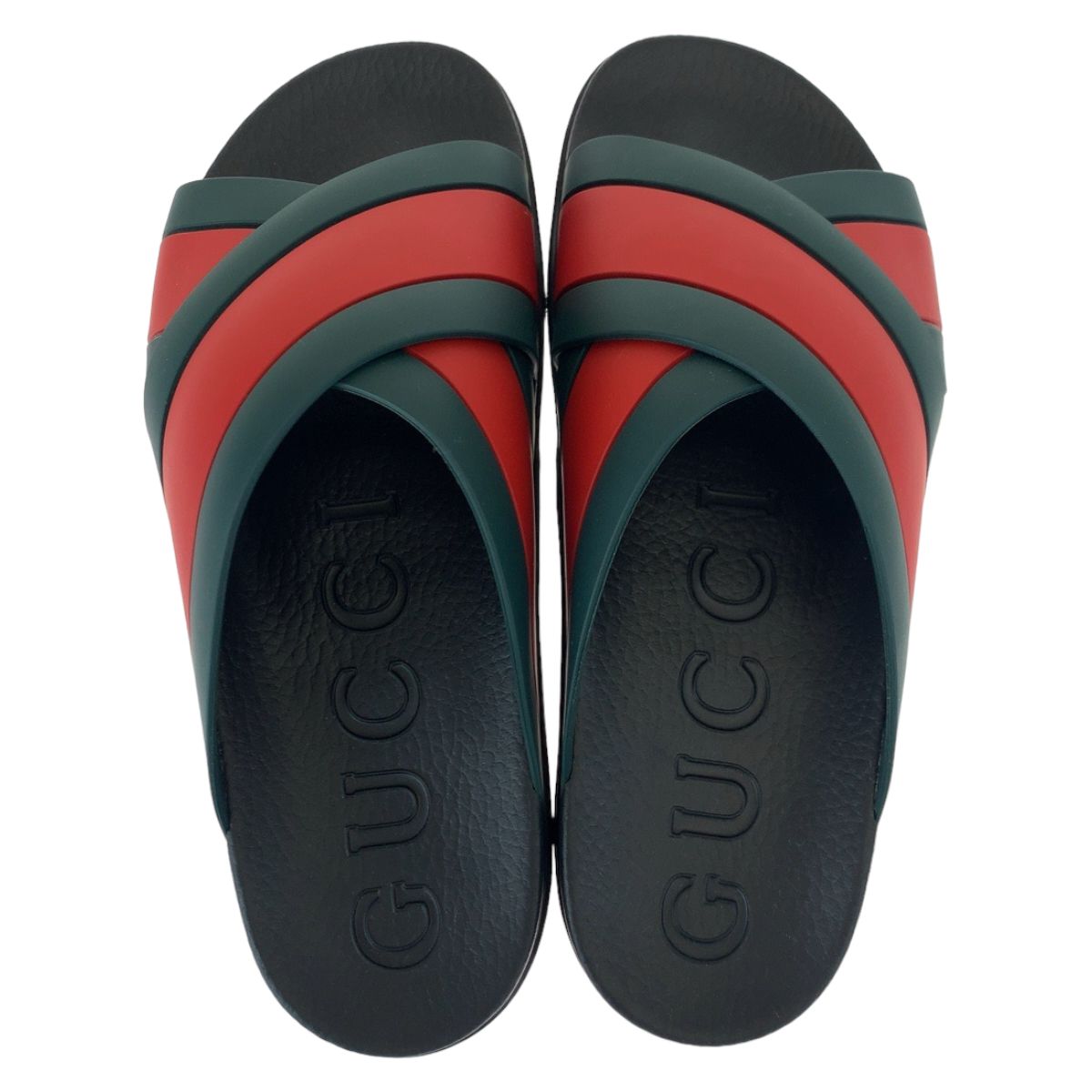 GUCCI サンダル 黒 緑 赤 ストライプ GUCCI サンダル 黒 緑 赤 ストライプ
