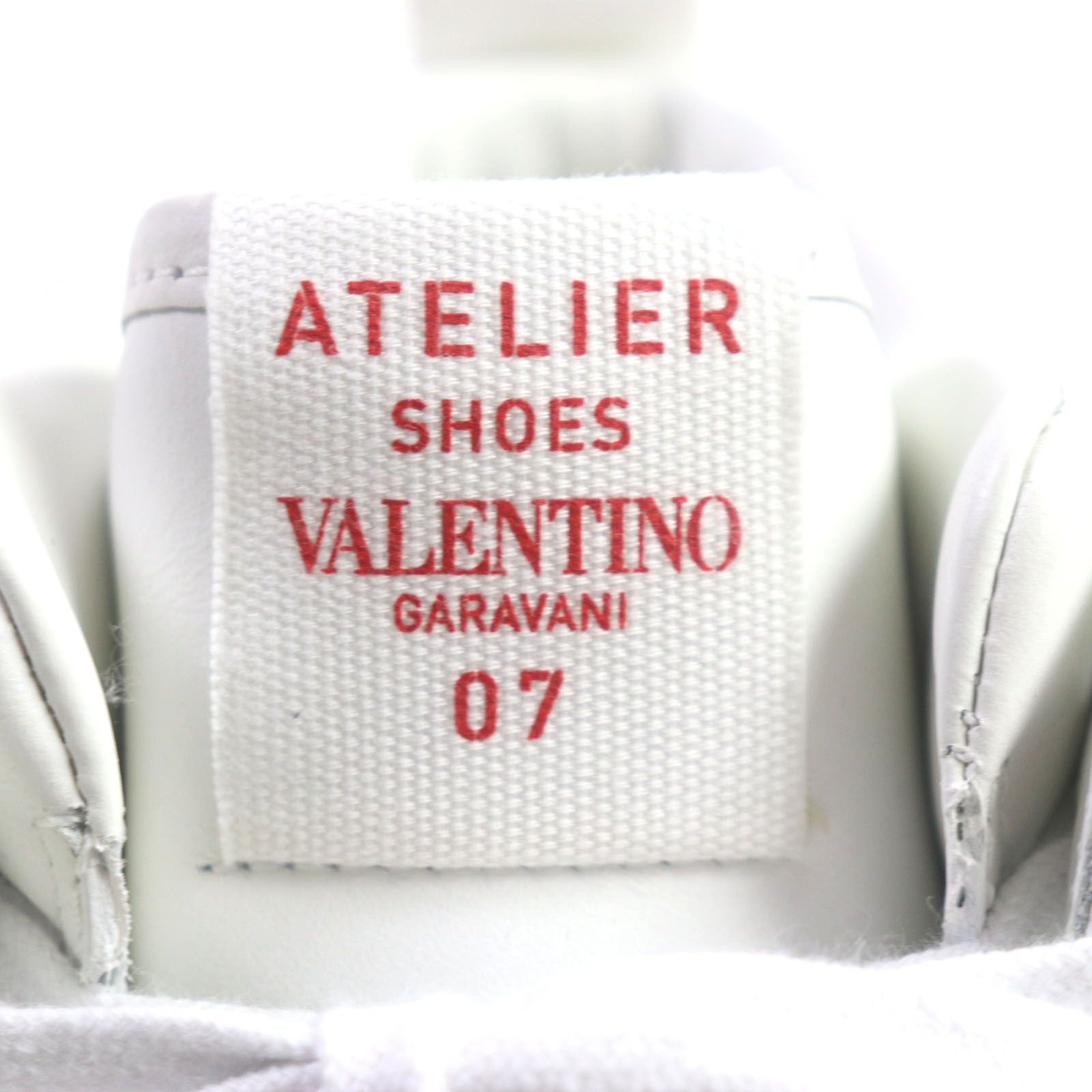 未使用品▼VALENTINO ヴァレンティノ ATELIER アトリエ ロゴ入り レザー ハイカットスニーカー ホワイト レッド 40 保存袋付き イタリア製 メンズ