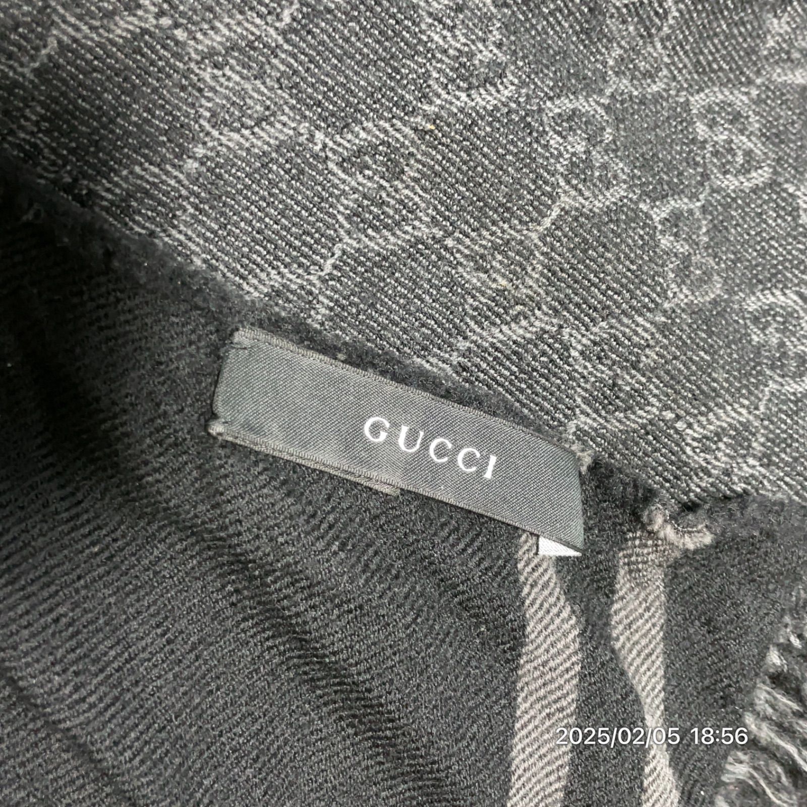 GUCCI グレー マフラー 装飾付きリバーシブル