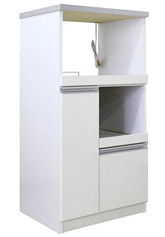 ♪日本製 12kg米びつ付 レンジ台 ホワイト 幅60cm レンジボード キッチン収納 キッチンラック 完成品 組立不要