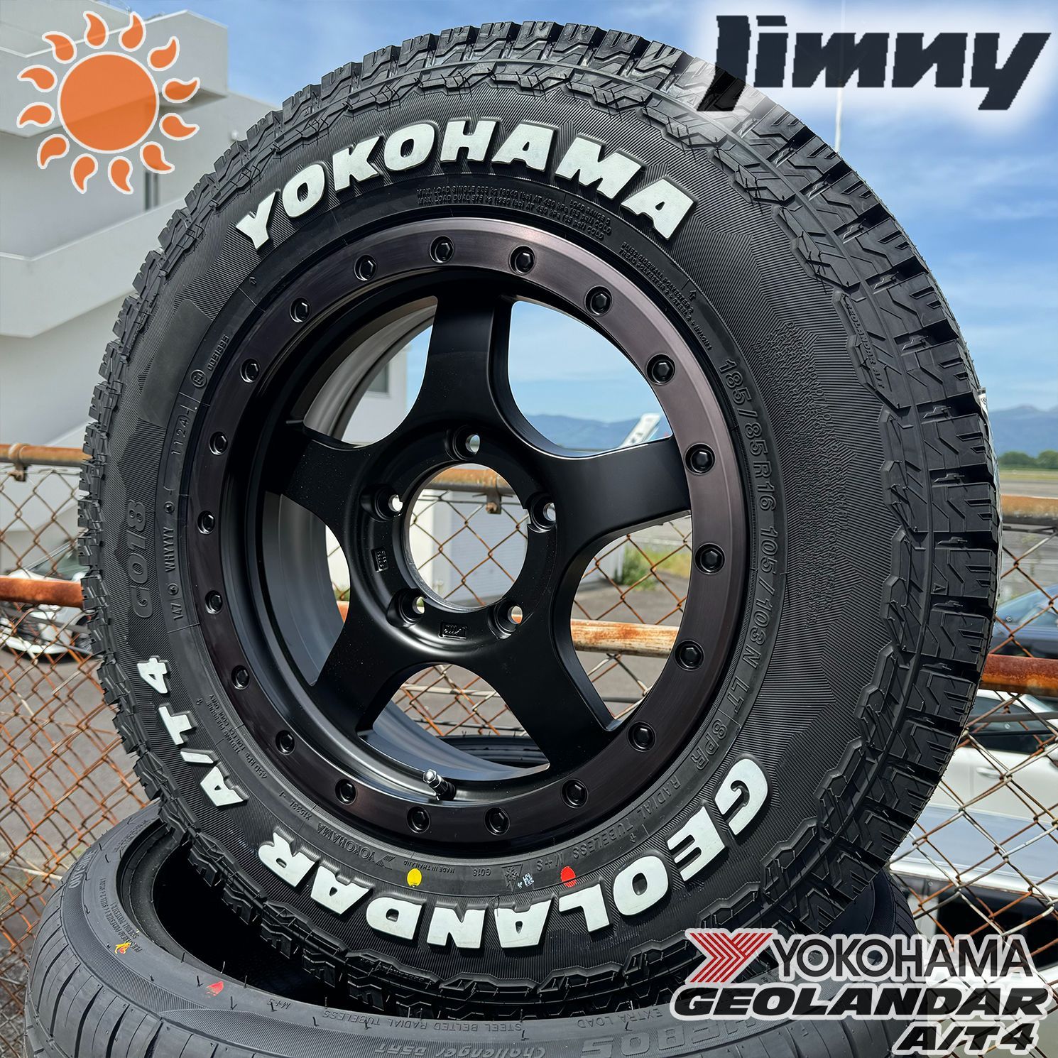 新品タイヤホイールセット ジムニー JIMNY JB64 JB23 JA12 JA11 YOKOHAMA ジオランダー X-AT 195R16 ホワイトレター 16インチ BDX05