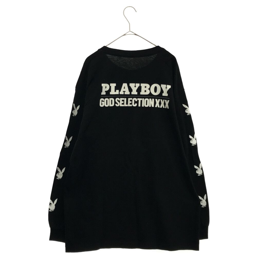 GOD SELECTION XXX (ゴッドセレクショントリプルエックス) ×PLAY BOY プレイボーイ ボックスロゴ長袖Ｔシャツ  ロングスリーブカットソー ロンＴ ブラック - メルカリ