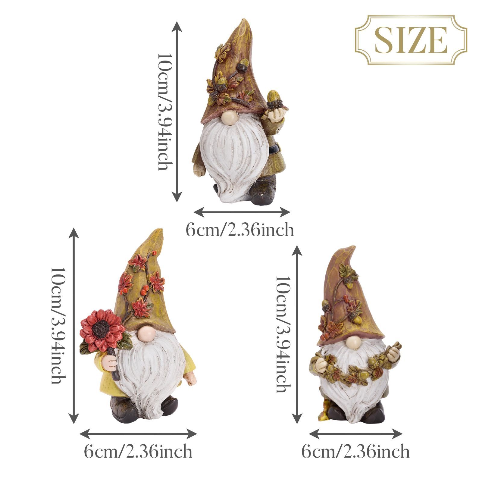 売切注意 秋の庭 かわいい オブジェ ハロウィン 3個セット置物 大地の妖精ノーム 感謝祭 季節の飾り 秋の装飾 秋の飾り 誕生日プレゼント ハロウィン飾り 樹脂製 Madelyn 10cm Valery