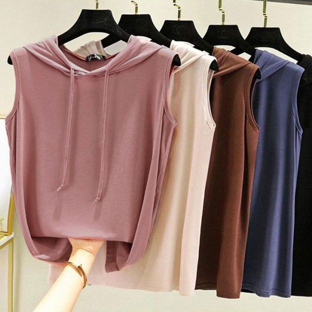 ベストTシャツ フード付き タンクトップ レディース メンズ 無地