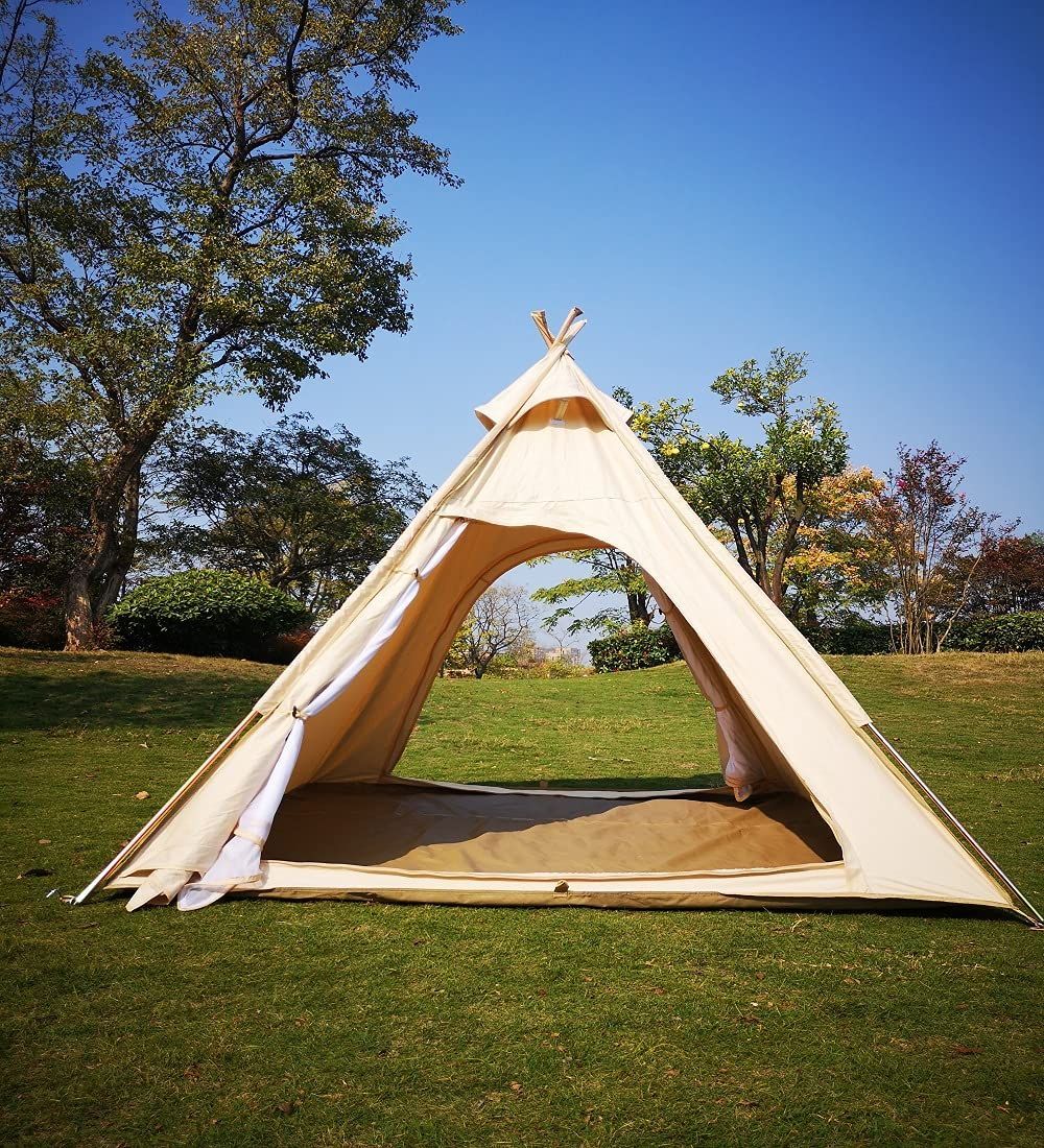防水 アンテントダブルドアピラミッドテント23人 2メートルファミリーアウトドアコットンキャンバスキャンプスリーシーズンズ