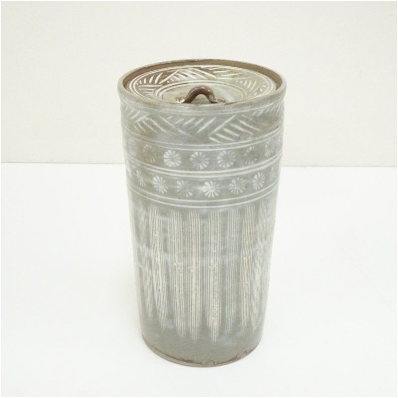 京焼 森岡嘉祥造 三島中置水指 共箱 水指し 茶道 茶道具 おしゃれ 水差し 抹茶 インテリア 茶器 水器 お茶 骨董 茶会