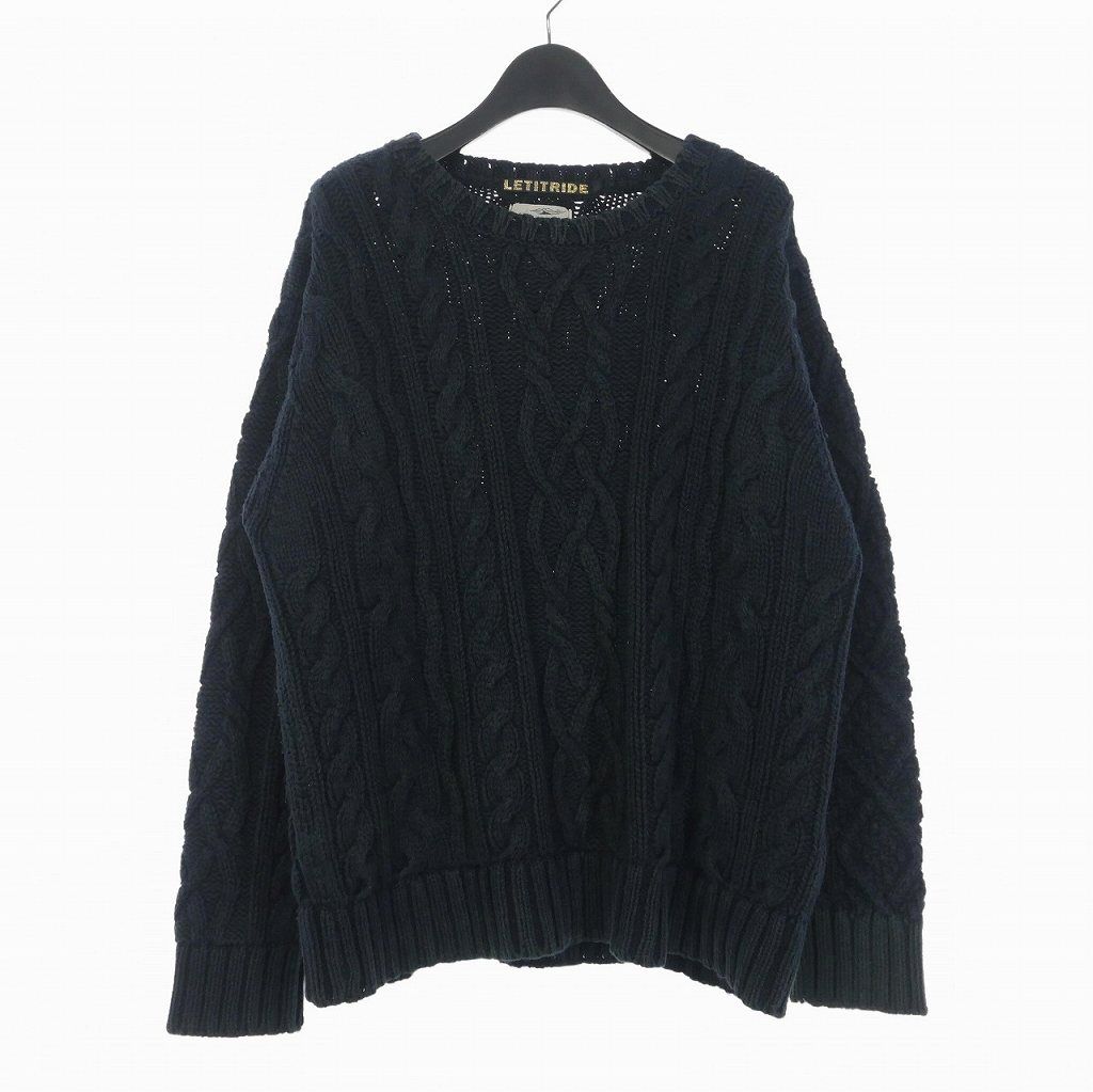 ＊専用let it ride コットン ケーブルニット　インディゴ レットイットライド LET IT RIDE インディゴ染め コットン
