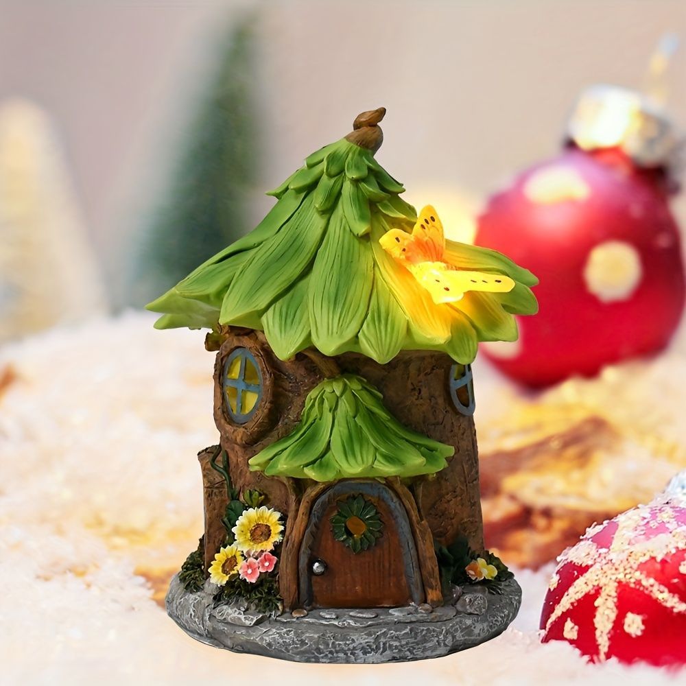 ソーラーライト ガーデンライト ガーデンオーナメント 妖精の家 ミニハウス 庭オブジェ 癒しグッズ ガーデニング お庭 玄関ライト 園芸装飾 インテリア オシャレ 防水 ギフト プレゼント 贈り物 樹脂