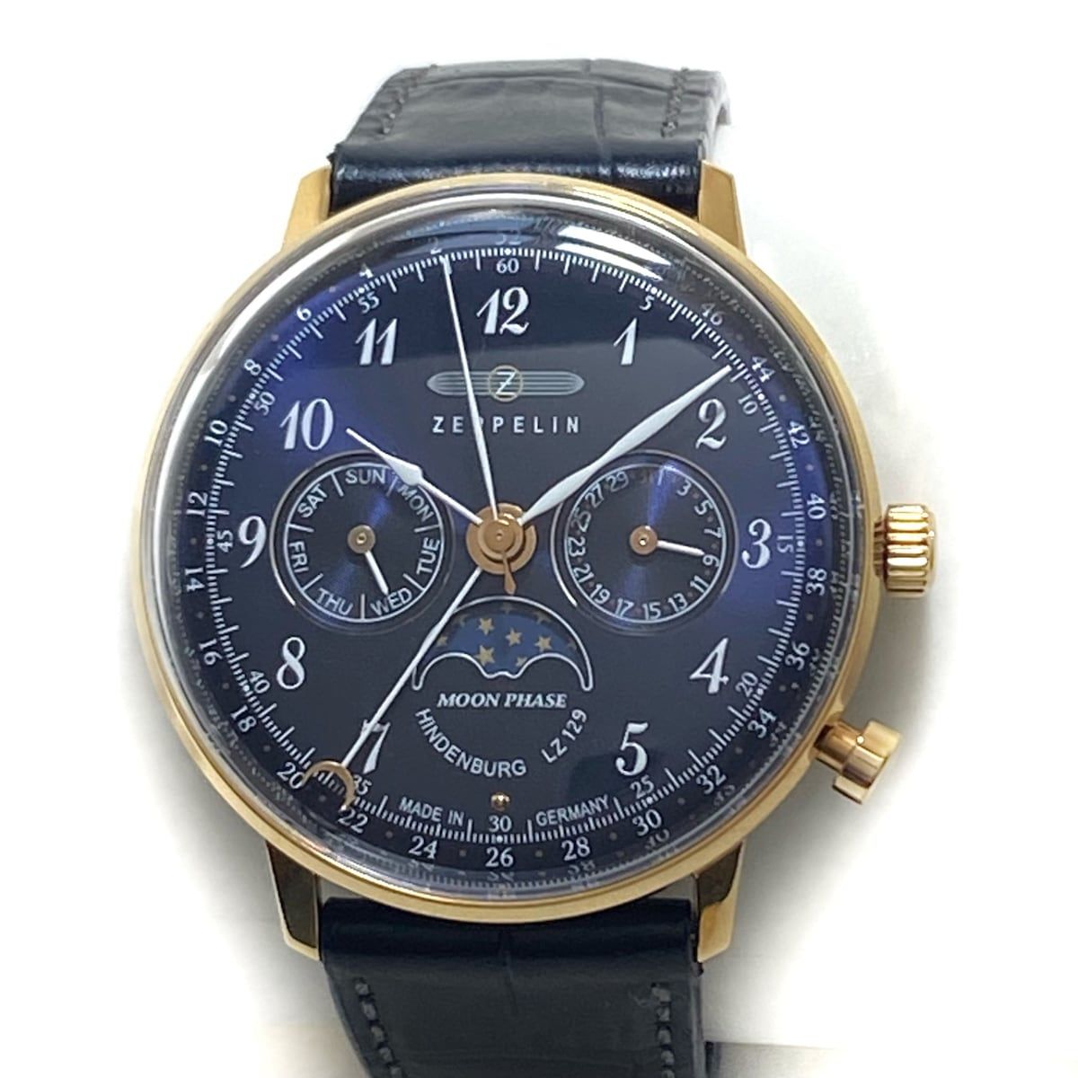 ZEPPELIN(ツェッペリン) 腕時計 MOON PHASE LZ129 レディース トリプルカレンダー/革ベルト/型押し加工 ダークネイビー