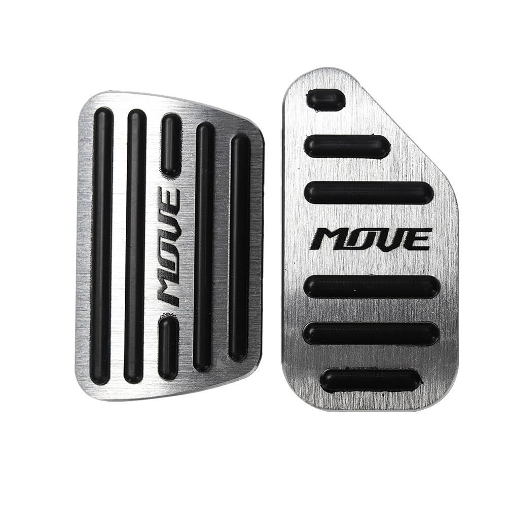 【新着商品】SAWAKAKI ダイハツ ムーヴ LA150S LA160S 専用設計 ロゴ付き アルミアクセルペダル ブレーキペダルカバー 2個セット（シルバー）