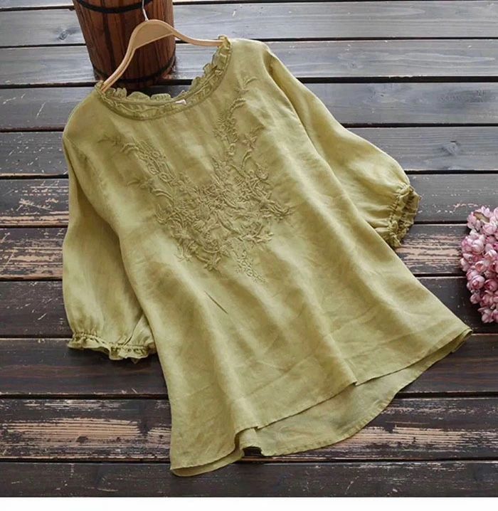 ブラウス レディース シャツ チュニック プルオーバー 半袖 刺繍 花柄 ゆったり 体型カバー 大人可愛い きれいめ 綿麻風 春 夏 楽天市場】シャツ ブラウス レディース 七分袖 春 夏 綿麻風