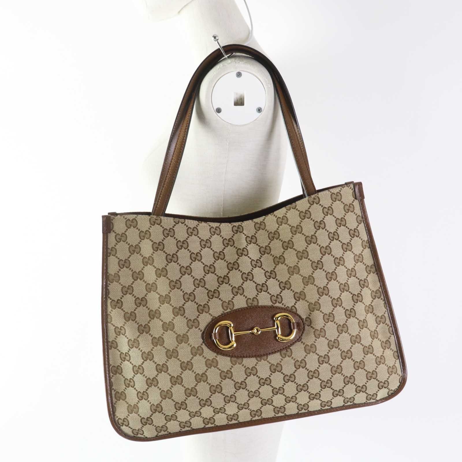 未使用品◎GUCCI グッチ 623694 レザー GGキャンバス ホースビット 1955 トートバッグ ブラウン系 ゴールド金具 箱・保存袋付き  イタリア製 レディース - メルカリ