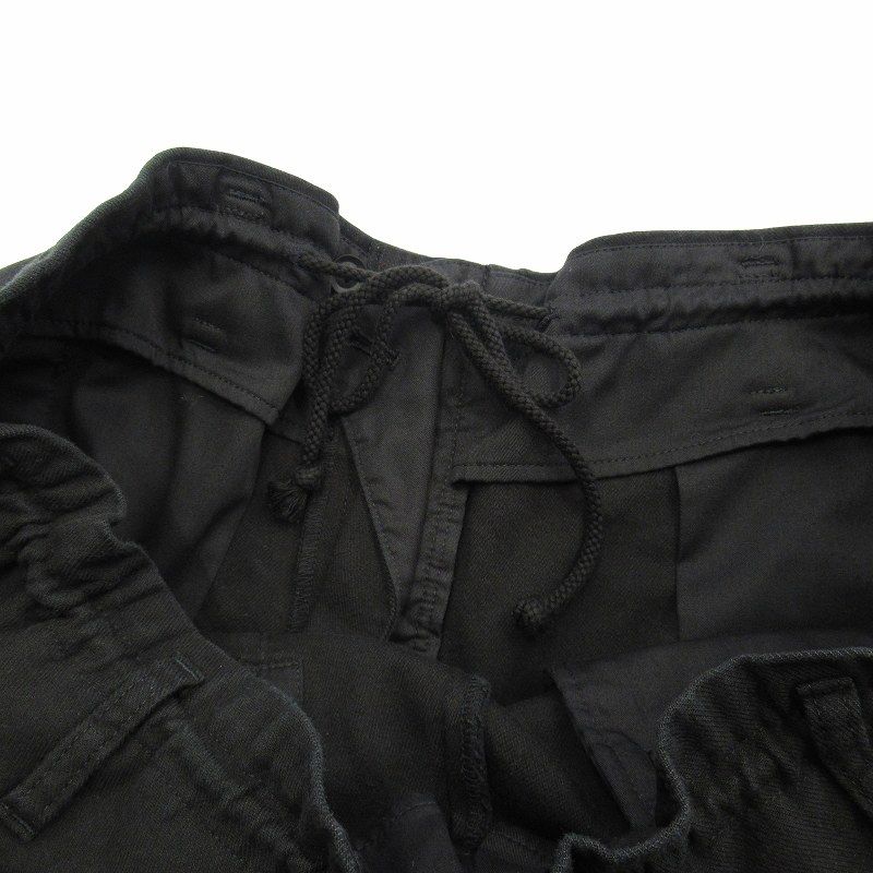 YohjiYamamotoブラックサルエルパンツ ドローストリング付き グラウンドワイ ヨウジヤマモト GroundY 近年モデル WOOL