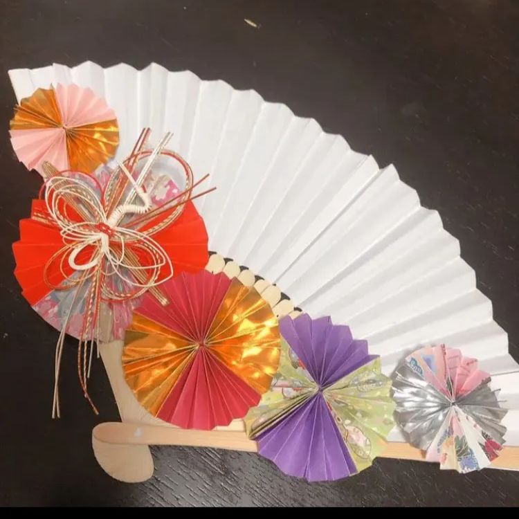 ハンドメイド❣️七五三アレンジ❣️ピンク、扇、バラ、おめ目ぱっちり