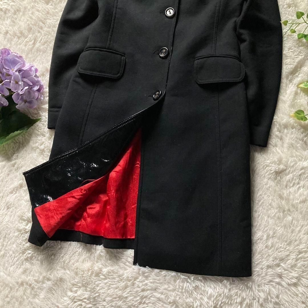 ドルチェアンドガッバーナ チェスターコート ロング 裏地ロゴ 黒