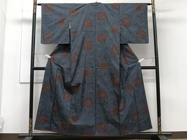 平和屋本店□極上 本場染大島紬 花唐草文 逸品 DZAA4123kh5 平和屋着物