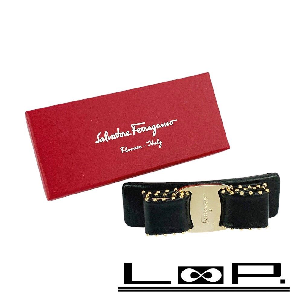 □新同□ フェラガモ バレッタ ヘア アクセサリー 髪留め リボン  