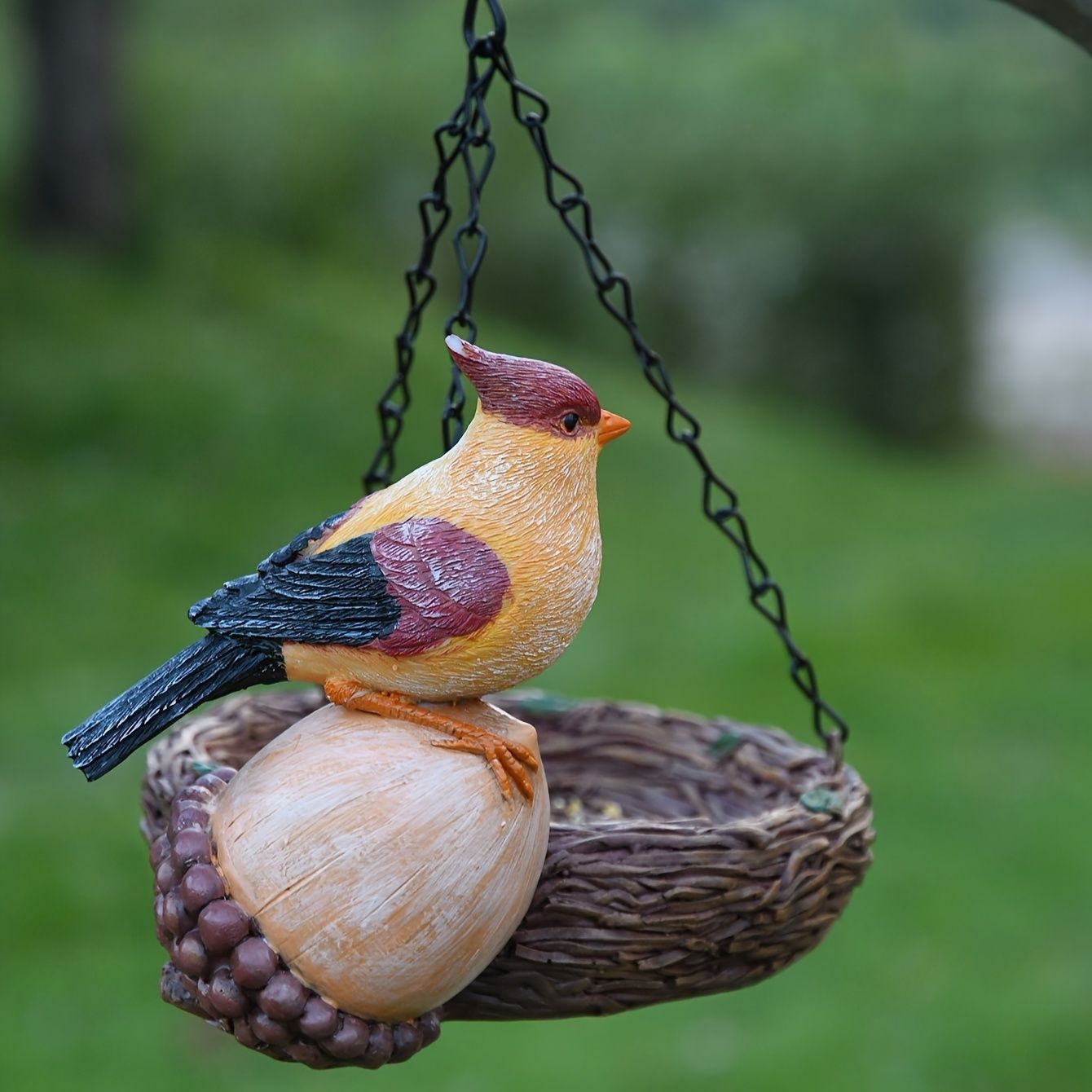 ペット食器 野鳥観察ドングリに止まっている小鳥型