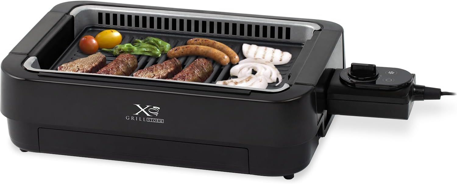 [山善] 煙の少ない 焼き肉グリル XGRILL STORM 一人暮らし 二人暮らし コンパクト 「素早く、美味しく焼ける」 ホットプレート 吸煙機能付き 煙約85%カット 保温~230度 プレート着脱可能 YGME-FX100(B