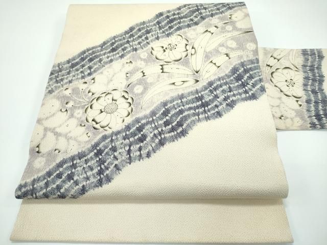 平和屋着物■極上　日本工芸会正会員　絞りの小倉　辻が花の建亮　小倉建亮　九寸名古屋帯　鬼しぼ縮緬　逸品　CZAA3180s5 平和屋着物□極上 日本工芸会正会員 絞りの小倉 辻が花の建亮 小倉建亮