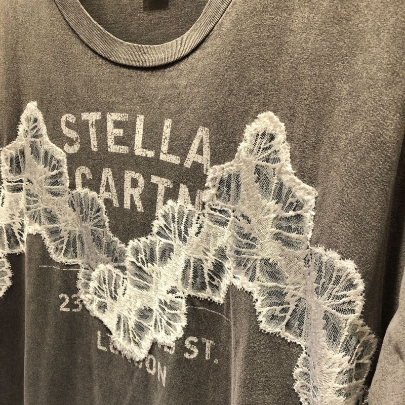 レース切替ロゴプリントTシャツワンピース