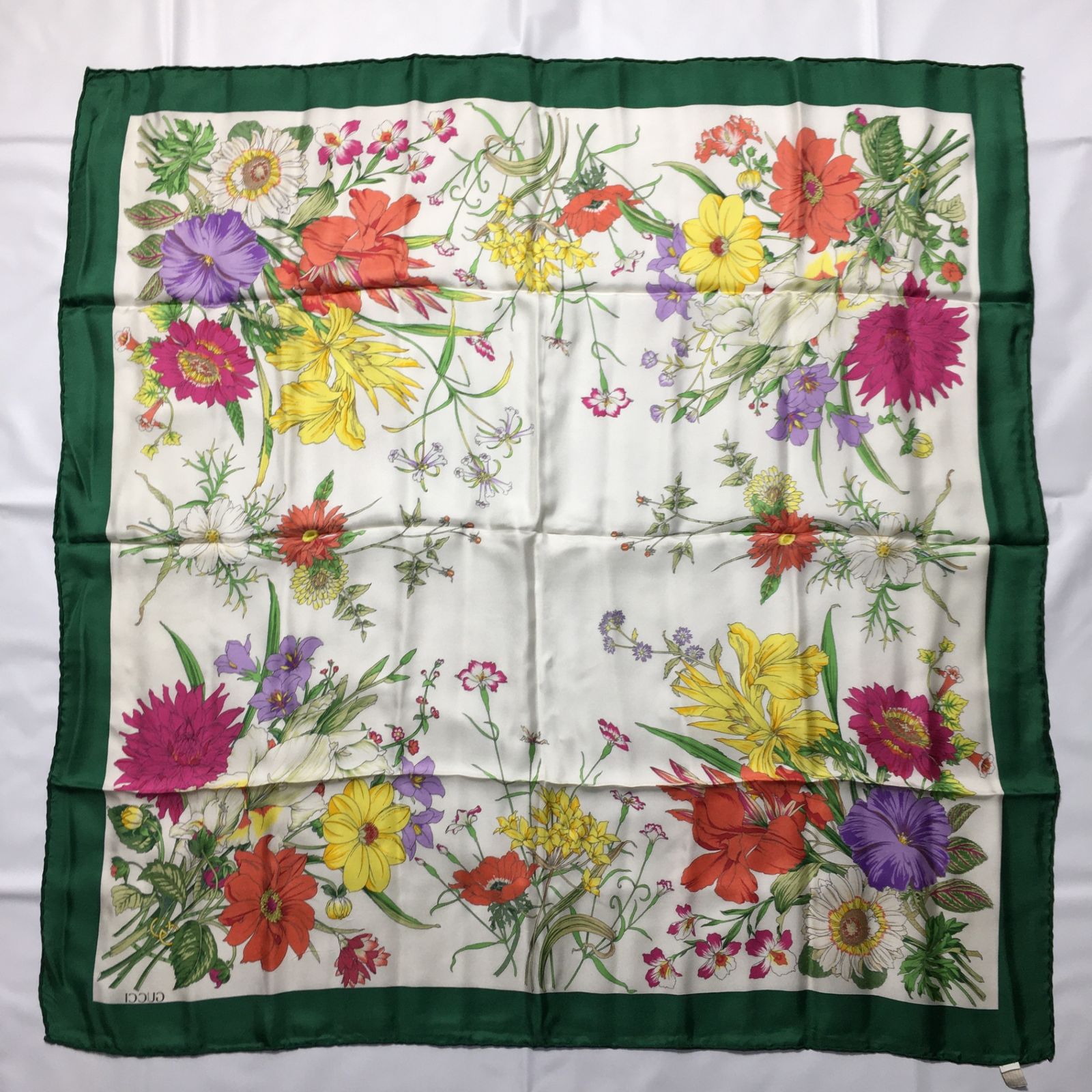 GUCCI - 2503-191｜グッチ スカーフ シルク グリーン 花柄の通販