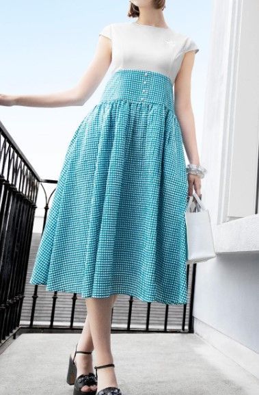 Rene☆ルネ Lady Check ギンガムチェックワンピース 5327950 黒白 2023