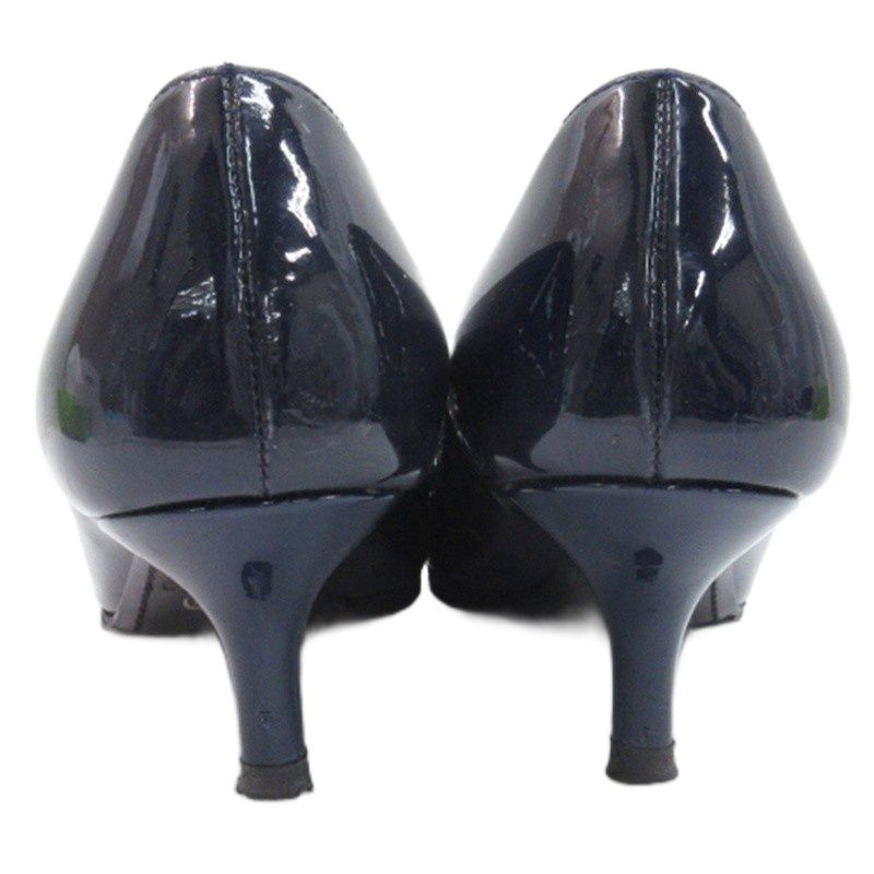 PRADA ブラックリボン付きエナメルパンプス(36 1/2) プラダPRADA リボンデザインレザーヒールパンプス 黒39(25.5位