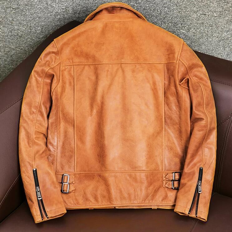 ハレーバイクレザージャケット 上品　本革 高級牛革　ライダースジャケット 革ジャン Ｓ～4XL　秋冬　ブラウン