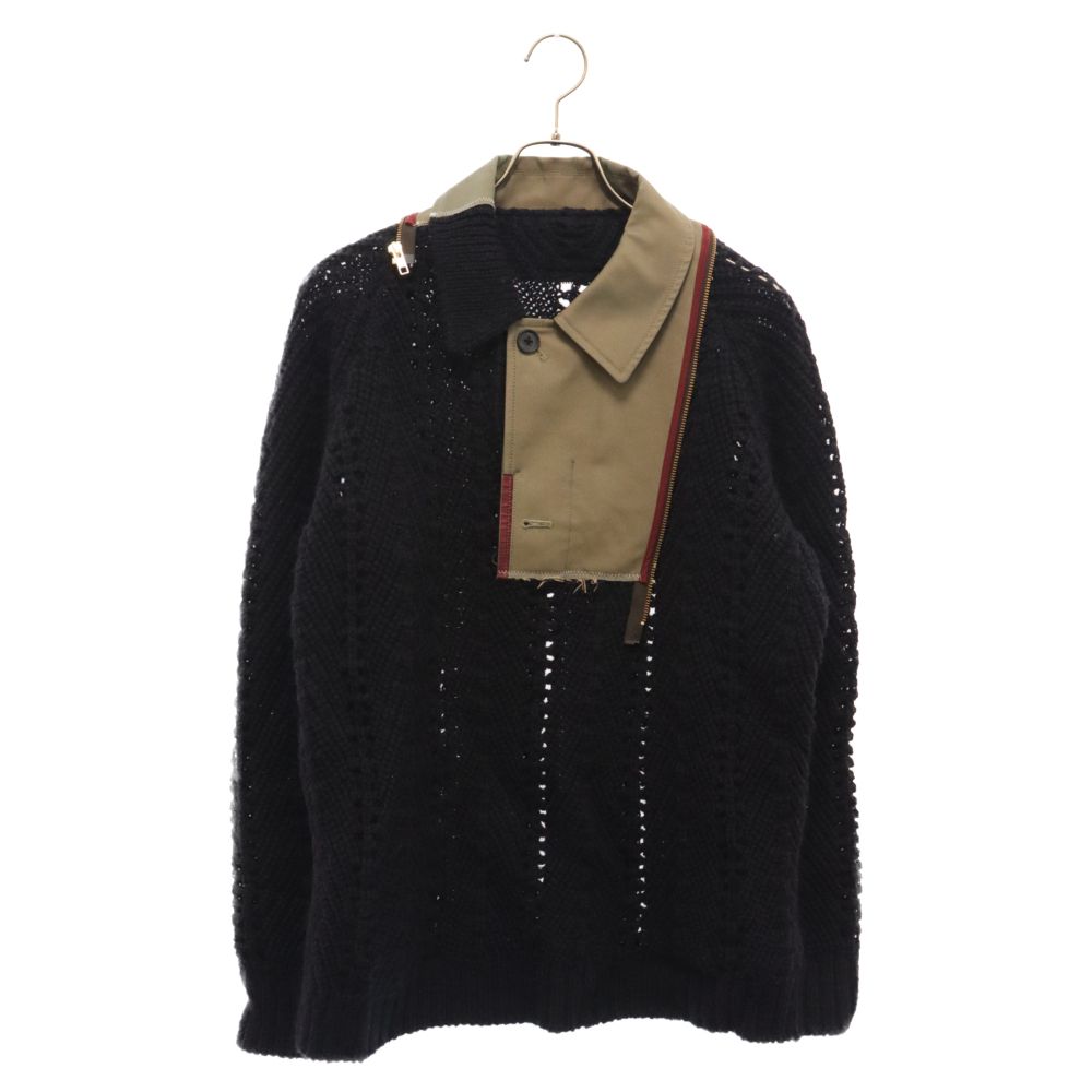 kolor カラー 23AW SWICHING KNIT スウィッチングニットセーター ブラック/カーキ 23WCM-N05303 kolor (カラー) 23AW SWICHING KNIT スウィッチングニットセーター