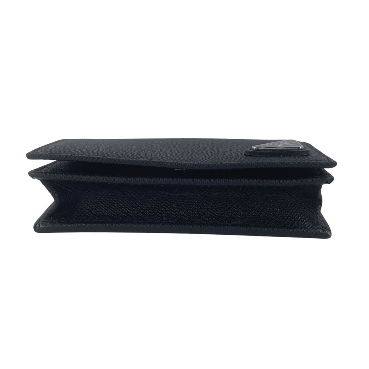 中古】 PRADA プラダ サフィアーノトライアングル カードケース