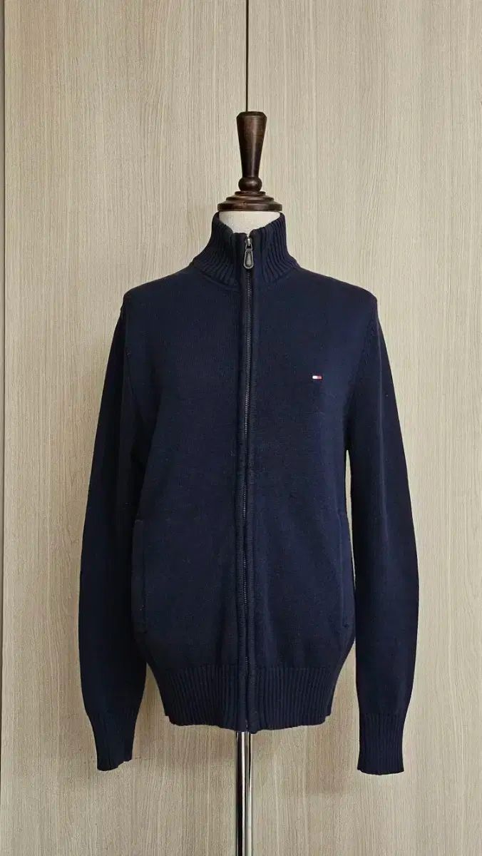 トミーヒルフィガー ネイビー ハイネック ジップアップ カーディガン XS ゴルフカーディガン 90