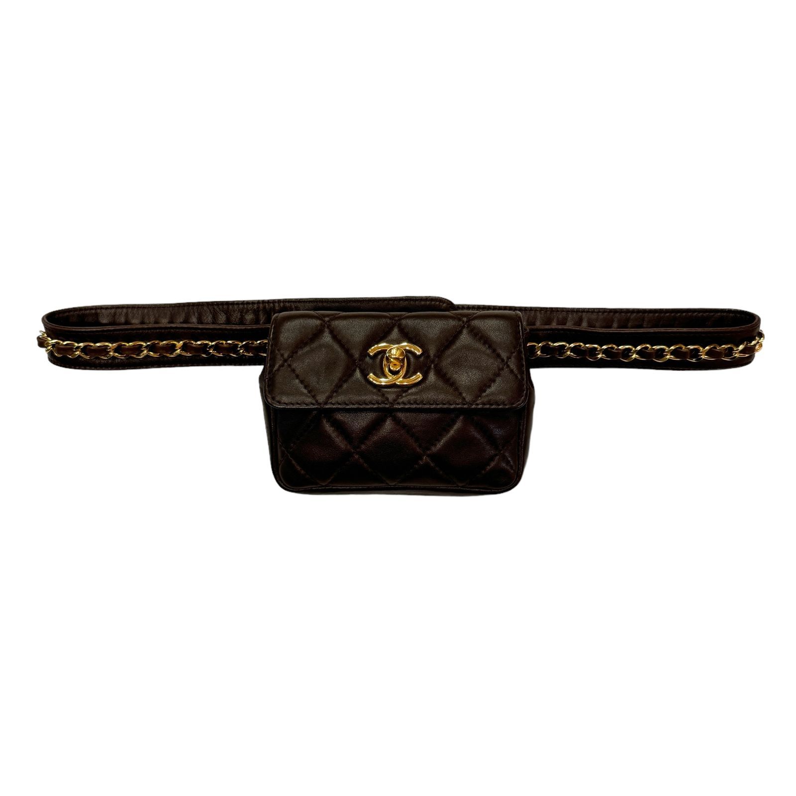 Chanel ヴィンテージ ウエストバッグ マトラッセ ブラウン ベルト