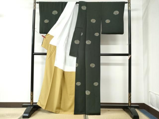 平和屋着物○上質な小紋 草花丸文 黒地 正絹 逸品 CAAU3140yc - メルカリ