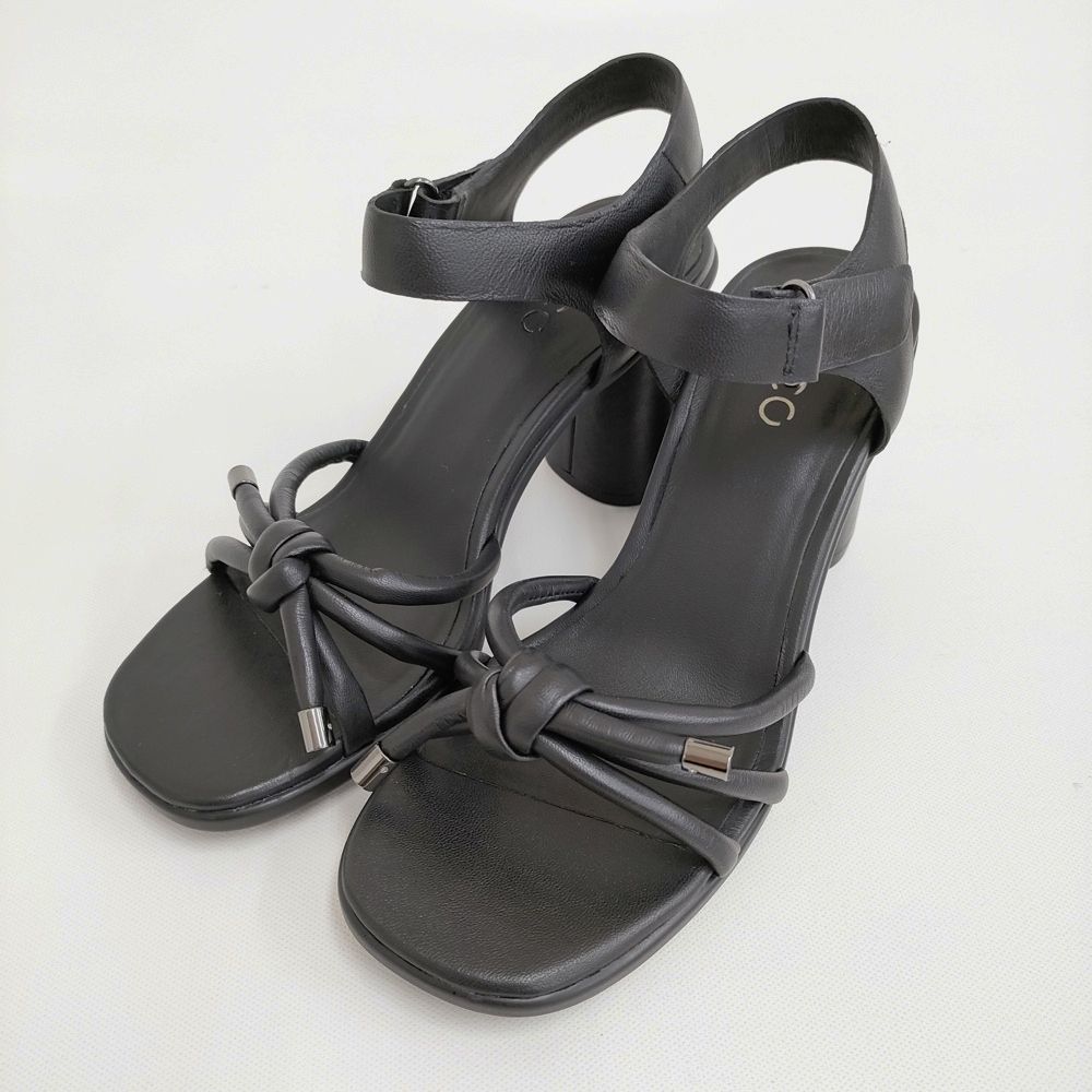 ecco sculpted alba 65 レザーヒールサンダル 23.5cm|37 定価33000円 サンダル 25SS ブラック レディース エコー 5-0603S♪