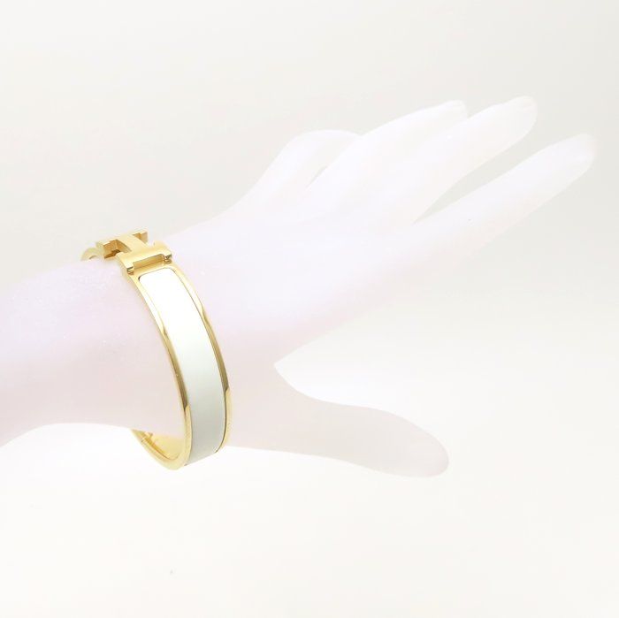 HERMES エルメス クリックH バングル GP ゴールドメッキxホワイト  