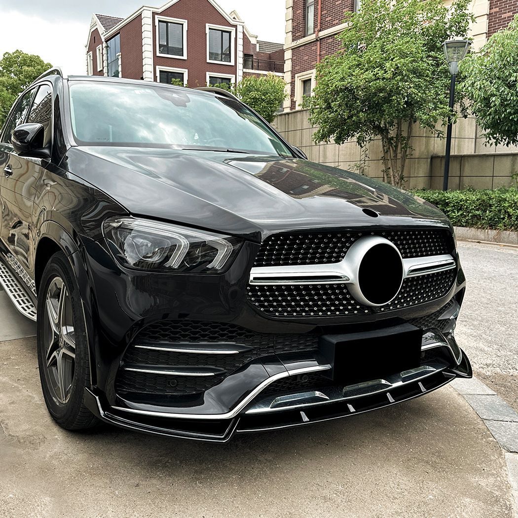 Mercedes-Benz GLE W167 C167 AMG 2019-2025 一体型 フロントスプリッター フロントリップ エアロダイナミック ABS ピアノブラック カーボンファイバー調