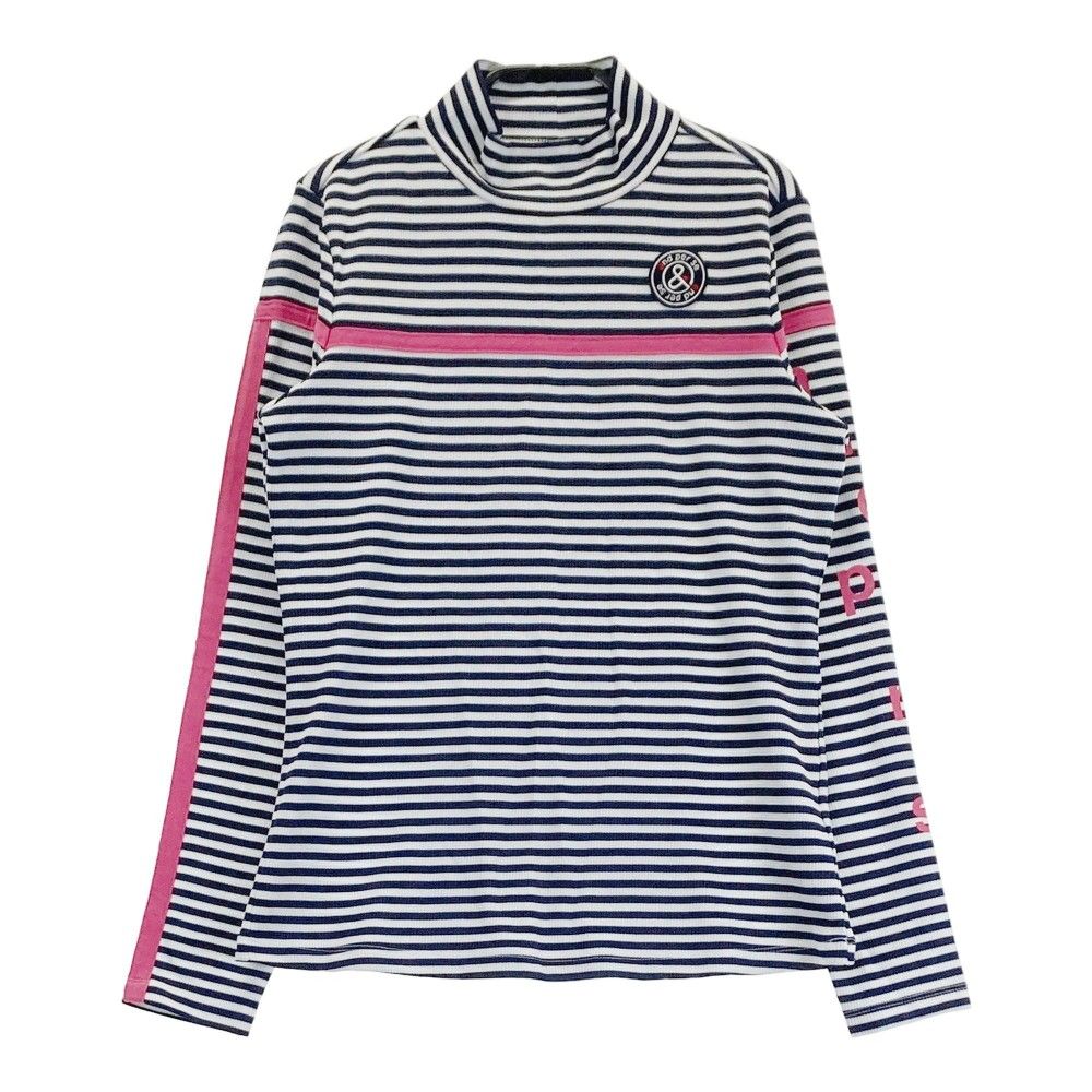 and per se レディースボーダー　モックネックシャツ サイズ：M AND PER SE アンパスィ モックネック 長袖 Tシャツ