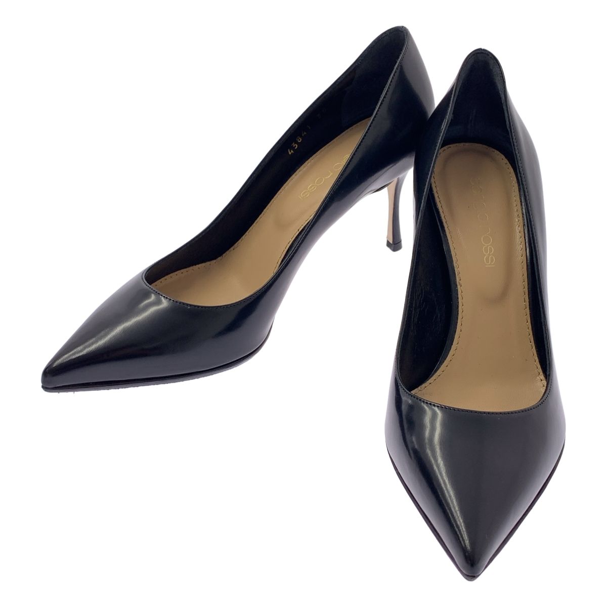sergio rossi セルジオロッシ レザー ポインテッドトゥ ヒール パンプス 35 ブラック レディース