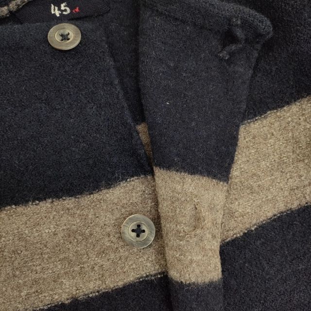 45R/45rpm ウール縮絨ボーダーコート 定価62700円 アルパカ混 コート