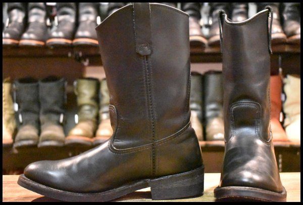 【9E 良品 08年】レッドウィング 8155 ペコス 黒 ブラッククローム プルオン ウエスタン ブーツ redwing pecos HOPESMORE【FB048】