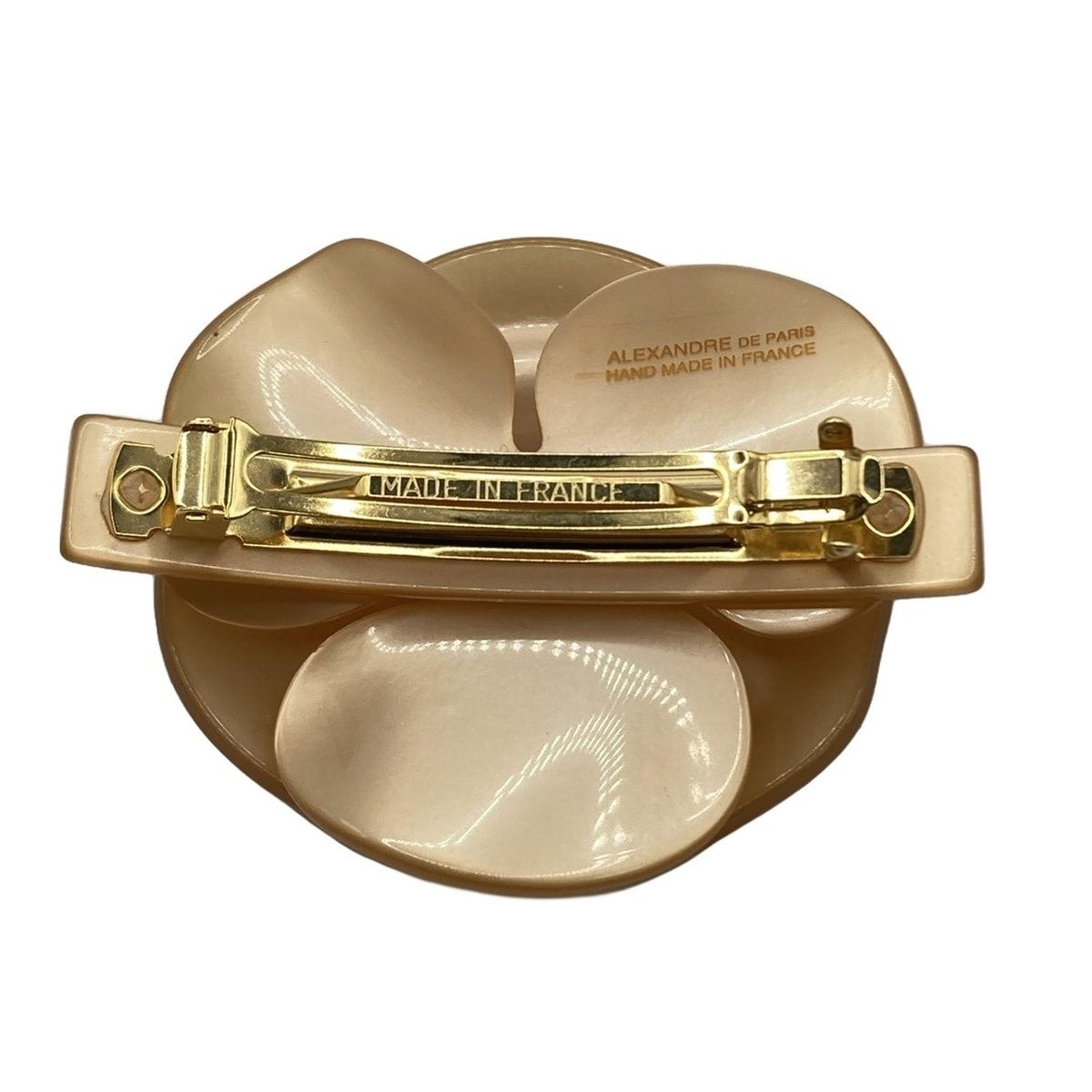 ALEXANDRE de PARIS アレクサンドル ドゥ パリ バレッタ - ベージュ×クリア ラインストーン フラワー 花