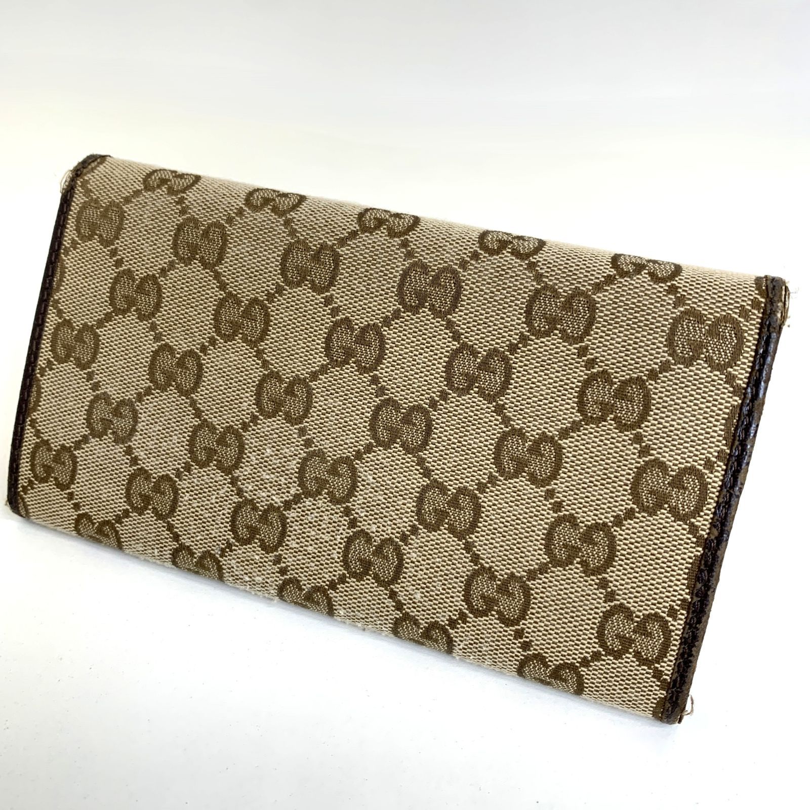 極美品/GUCCI グッチ 長財布　GGライン　GG柄　ロゴプレート　キャンバス GUCCI グッチ 長財布 シェリーライン GGキャンバス GG柄 ロゴ