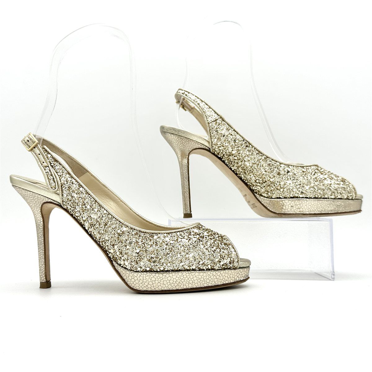 JIMMY CHOO オープントゥパンプス グリッター オープントゥ