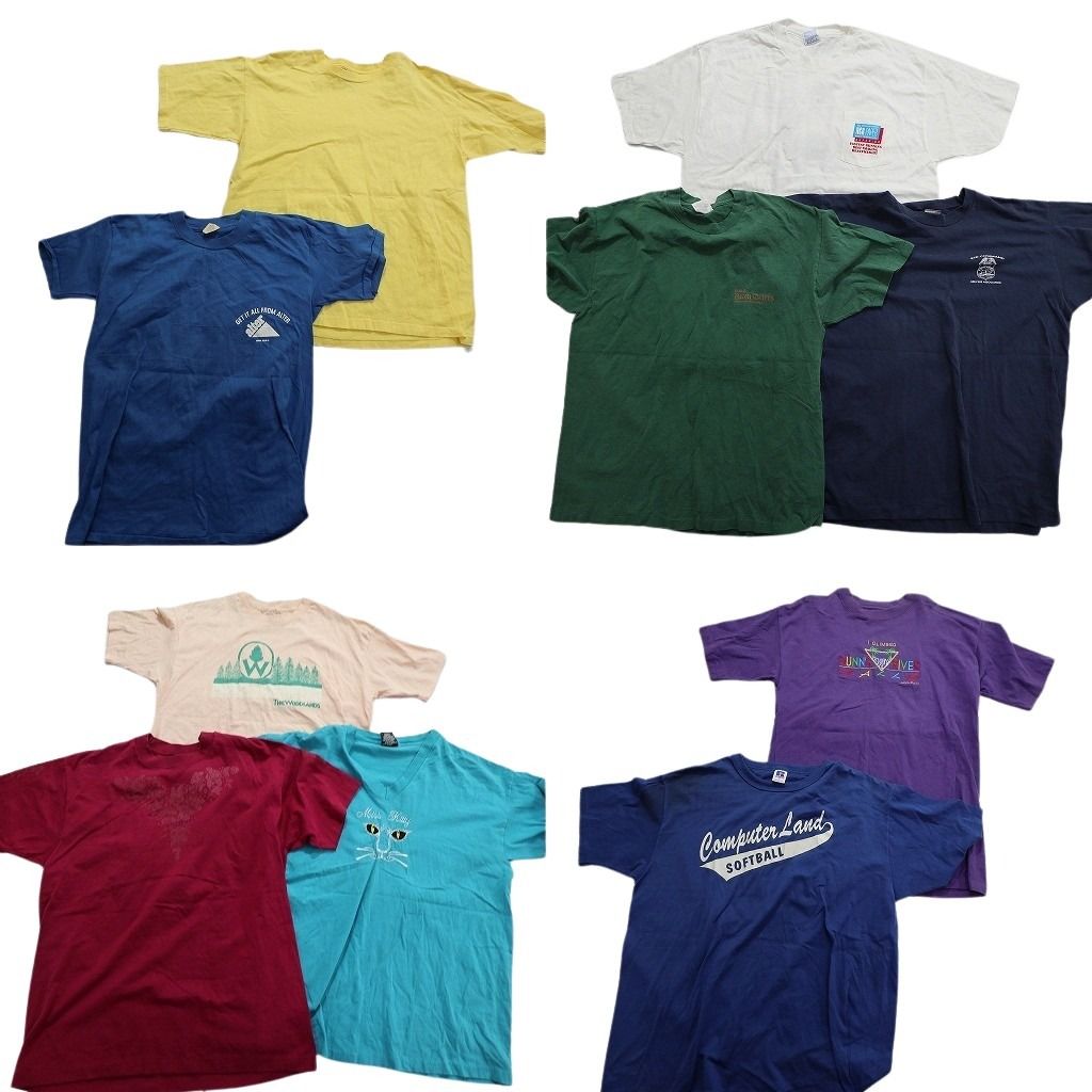 古着卸 まとめ売り ～90s　オールド 半袖Tシャツ 10枚セット (メンズ XL ) シングルステッチ 無地 ワンポイント 中古 古着 MY7879