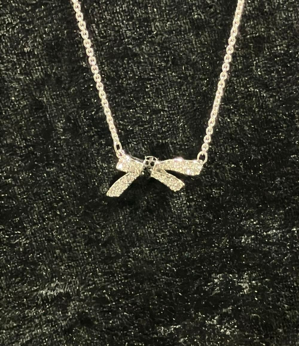 美品 スワロフスキー ネックレス リボンモチーフ 5412679 レディース